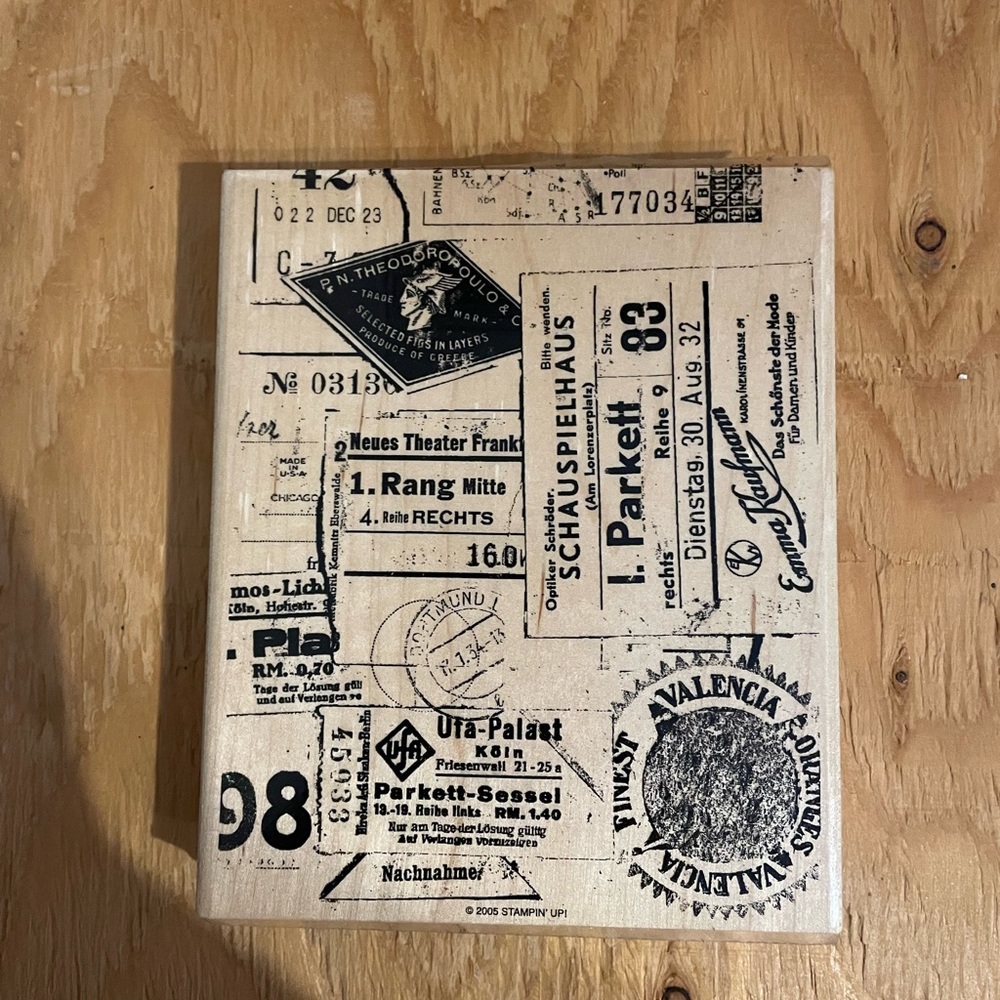 Stampin Up- Ephemera Postage Tags Background Stamp (wood block)